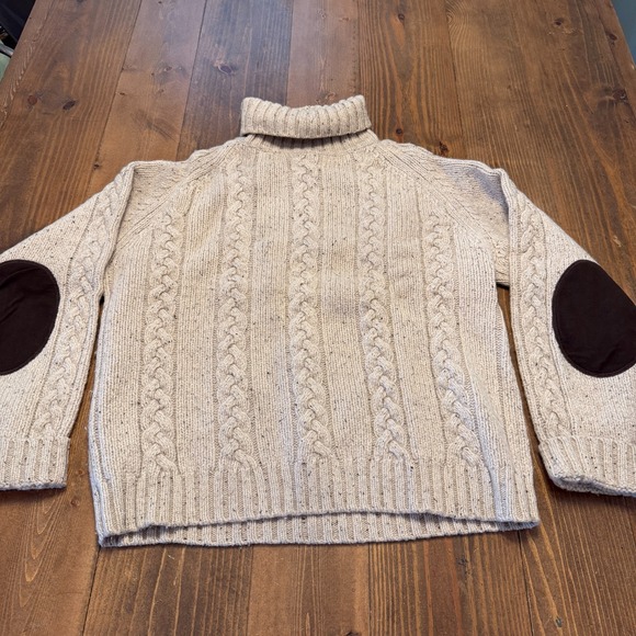 Orvis Other - Orvis Charles R Orvis Cable Knit Wool Sweater Elbow Patches Turtleneck Size L
